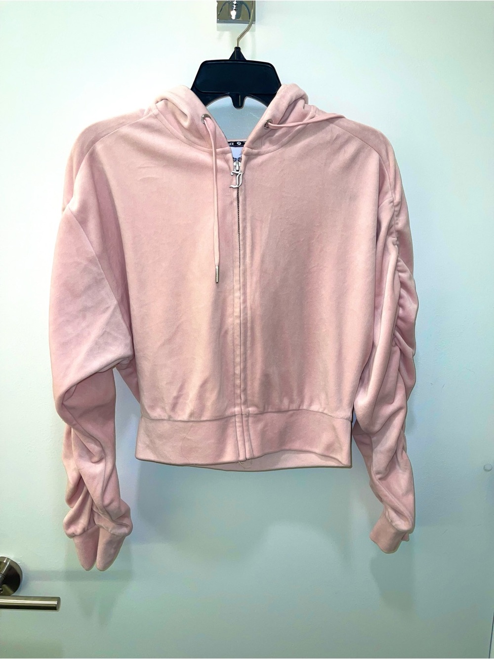Juicy Couture LA Velour Light Pink Cropped Zip Hoodie S